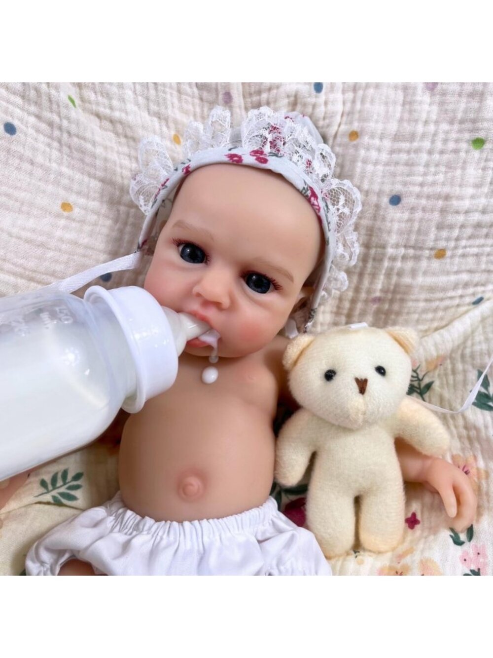 Lifelike 12" Silicone Reborn Baby Doll - Awake Girl with Open Mouth, Perfect